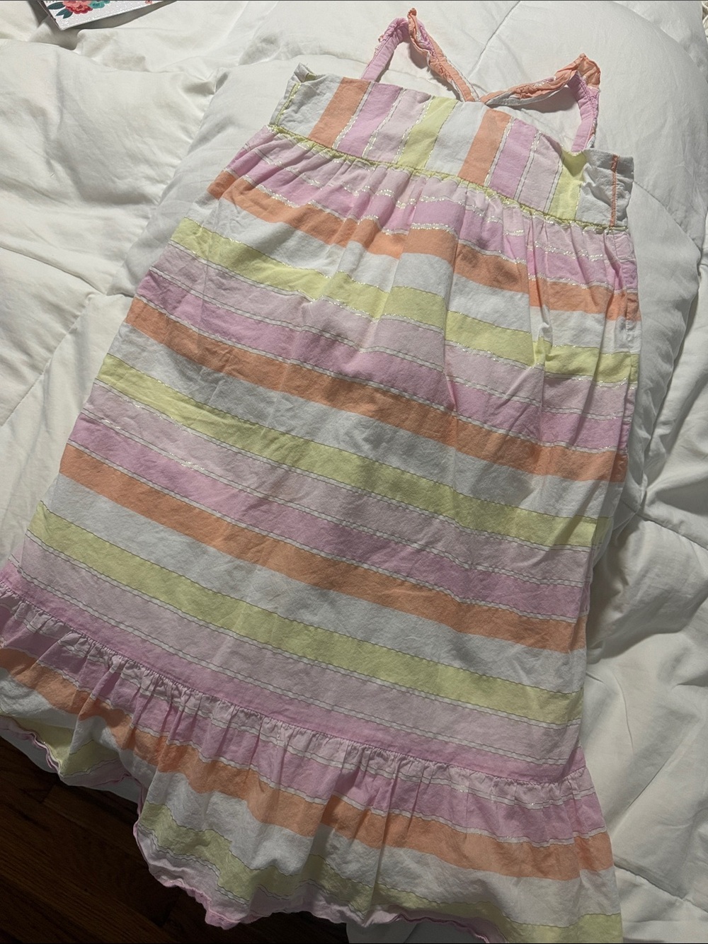 Janie and Jack Pastel Striped Maxi Dress - Pink, Peach, Yellow, White